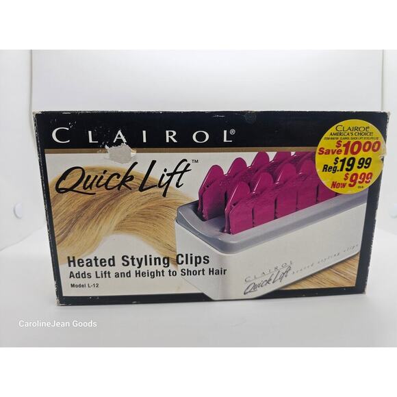 Open Box Vintage Clairol Quick Lift Heated Styling Clips Model L-12 NOS 90s - Picture 1 of 8